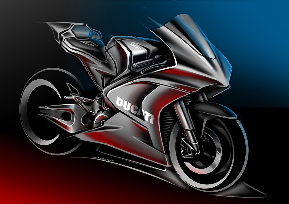 Ducati sketch of possible MotoE race motorcycle