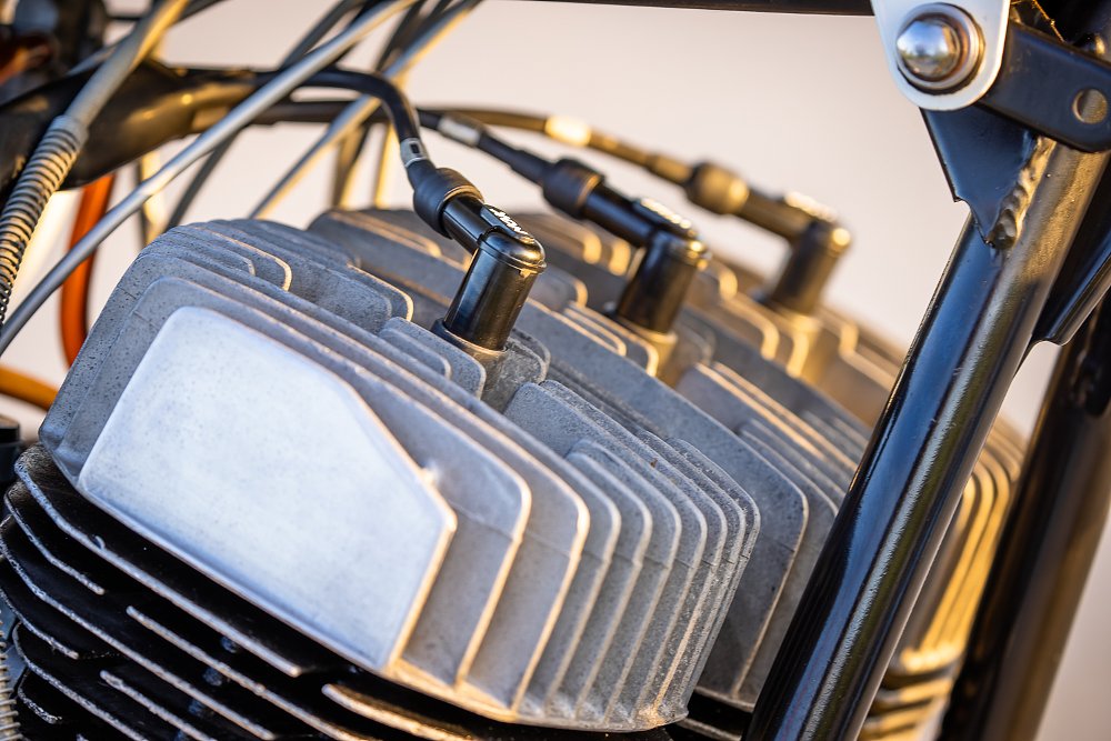 Kawasaki H1 Mach III cylinder heads.