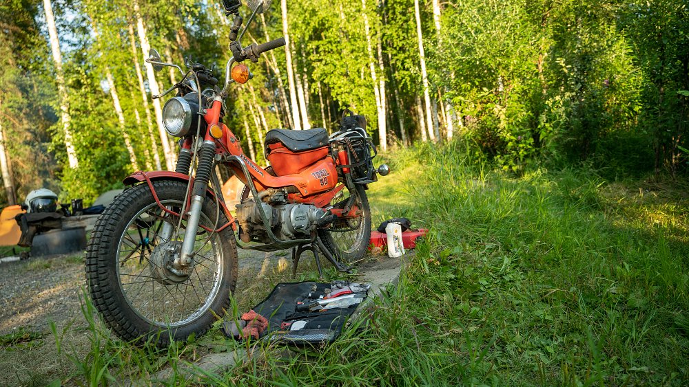 Daily maintenance on the Honda CT90.