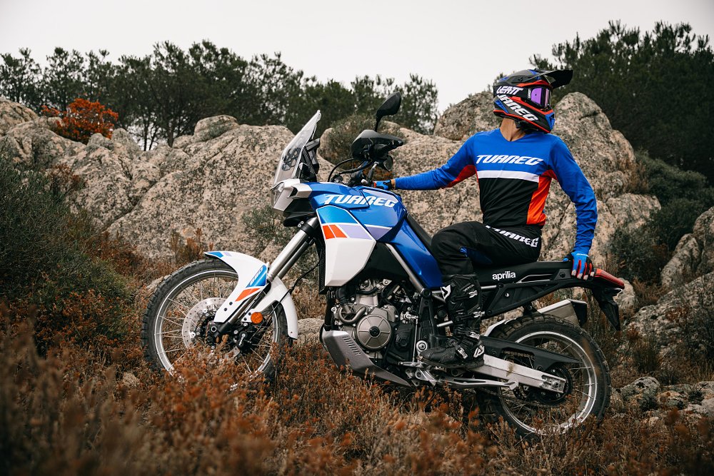 rider wearing Aprilia branded gear