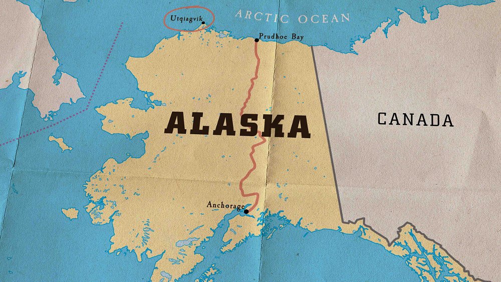 Map of Alaska with Utqiagvik.