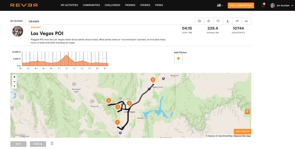 A map of the key riding areas in Las Vegas Nevada.