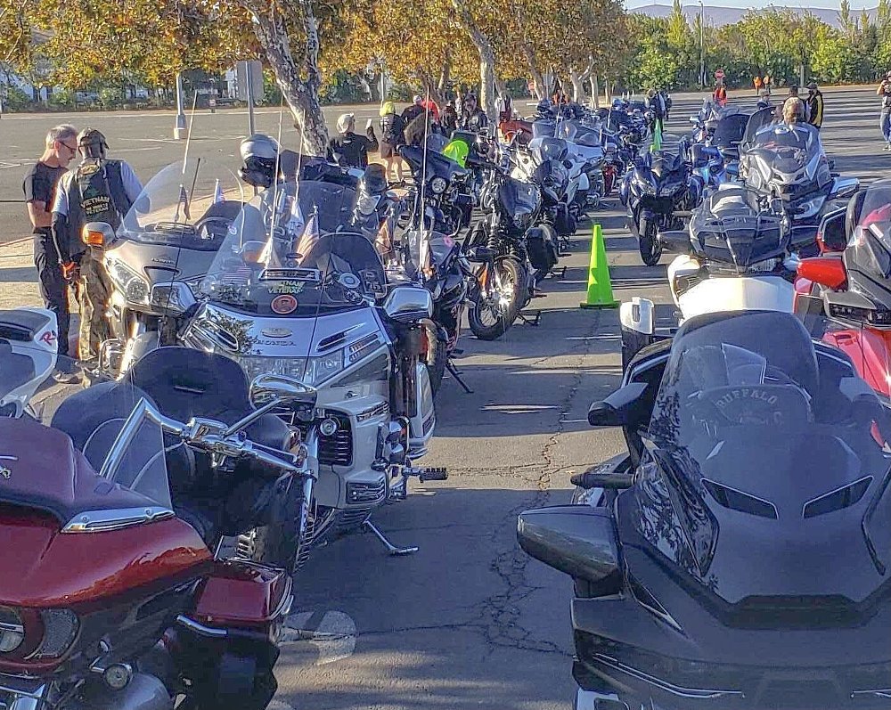 motorcycles lined up for a Ride for Kids event
