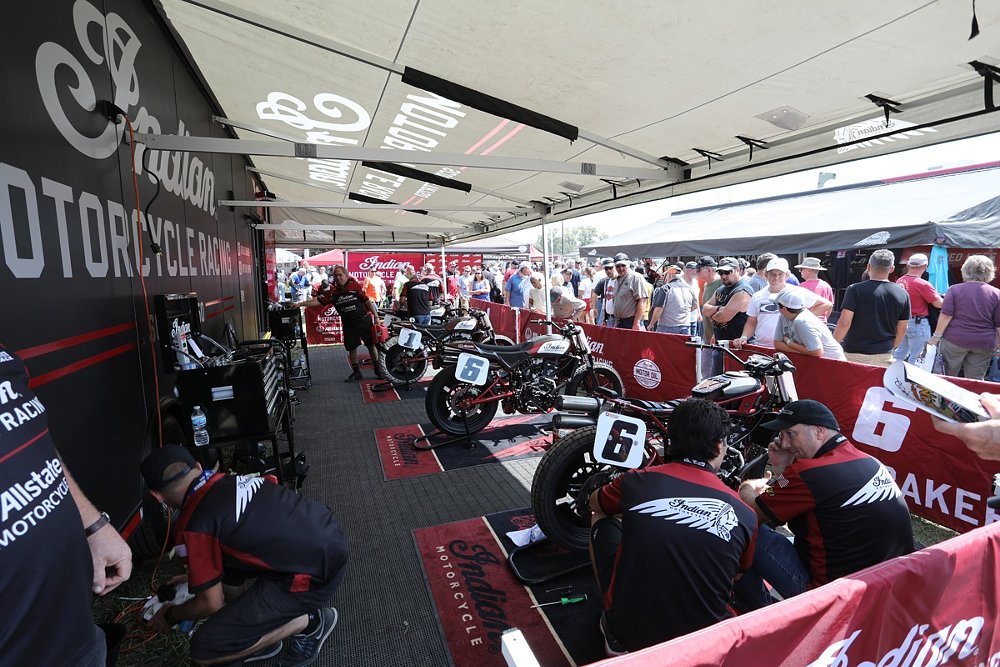 Indian team in the paddock at an American Flat Track race