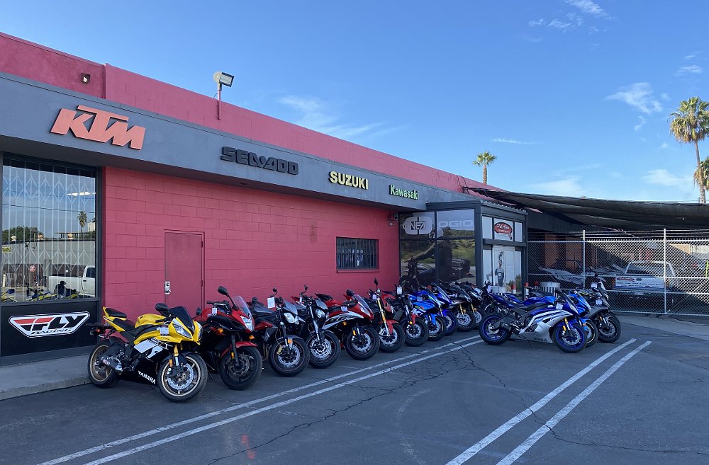 used motorcycles for sale outside a dealership