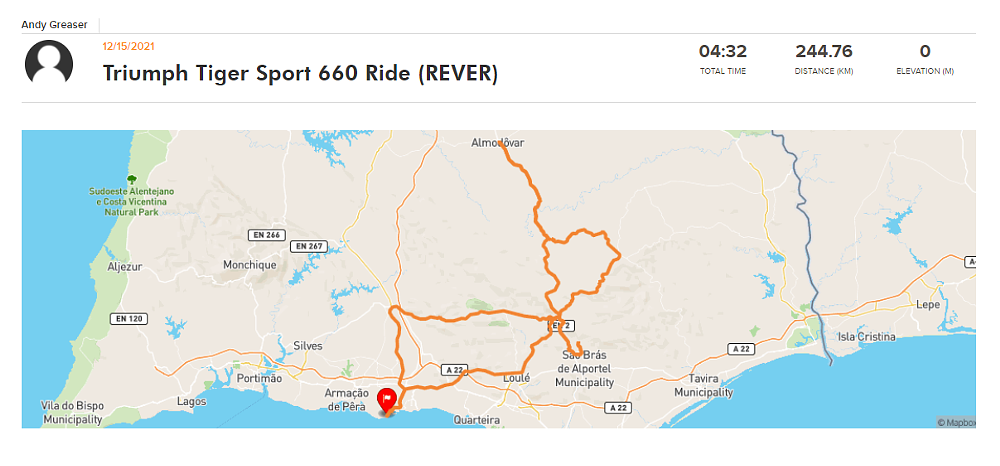 REVER map of route
