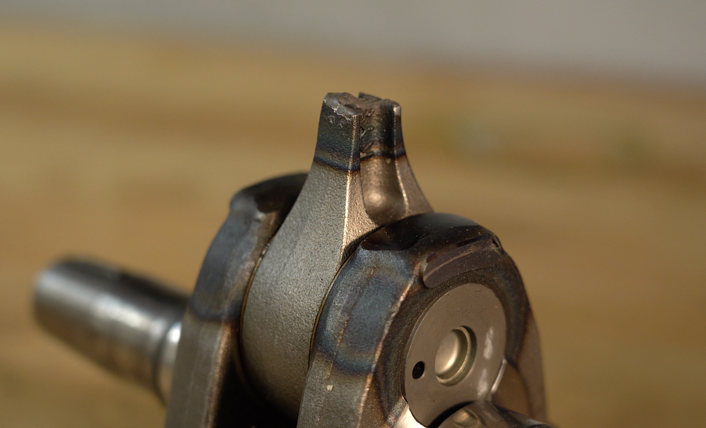 Failed connecting rod from a motorcycle engine.