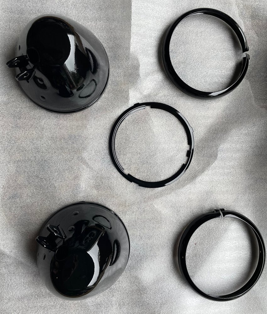 headlight shells powdercoated gloss black