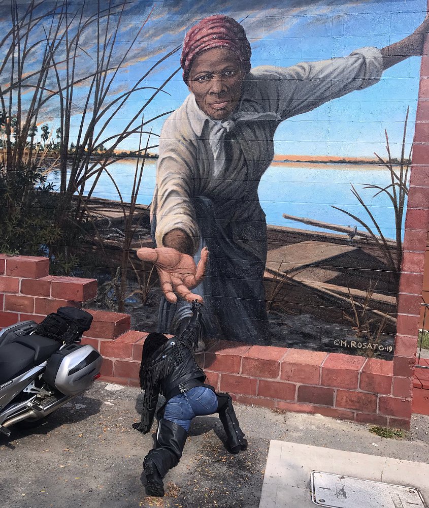 interacting with the Harriet Tubman mural
