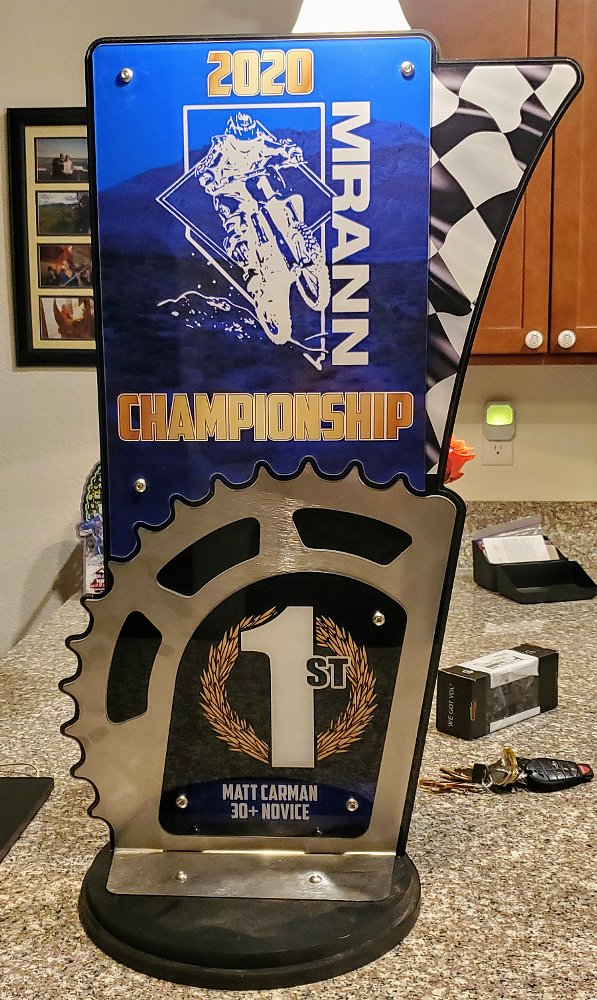 one of Matt's race trophies