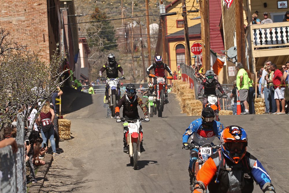 motorcycles racing through the streets of Virginia City