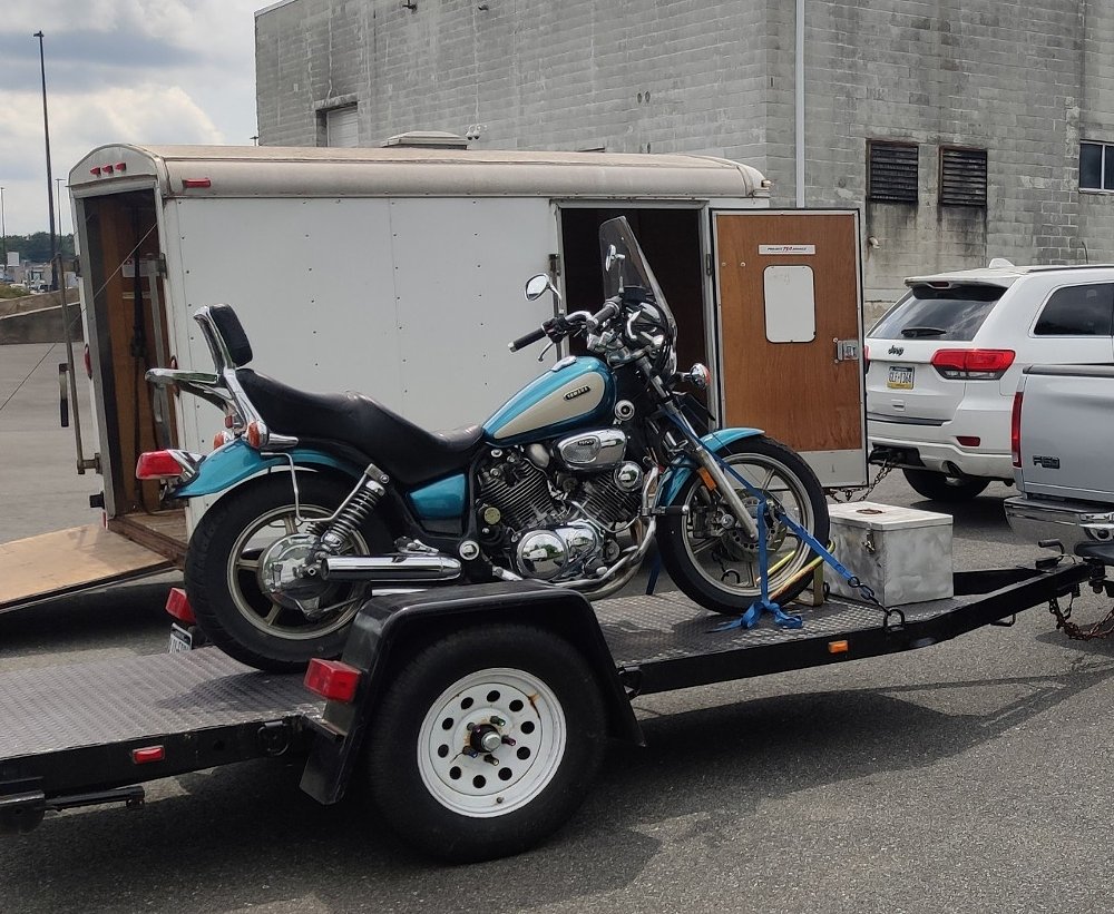 Yamaha Virago on a trailer