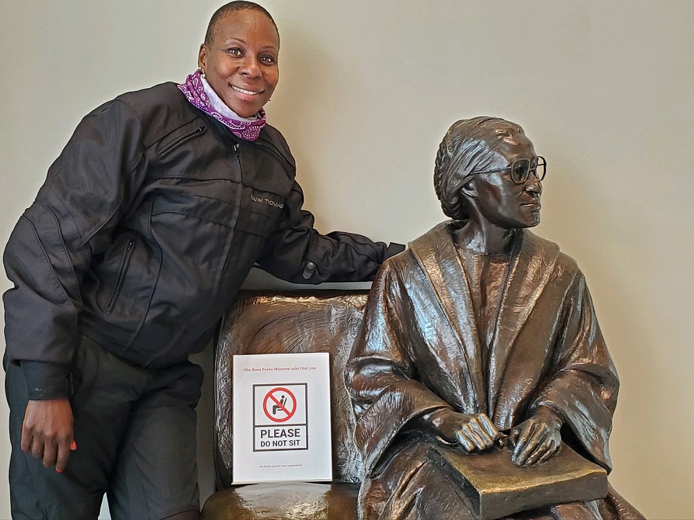 Phoneix with a statue of Rosa Parks seated