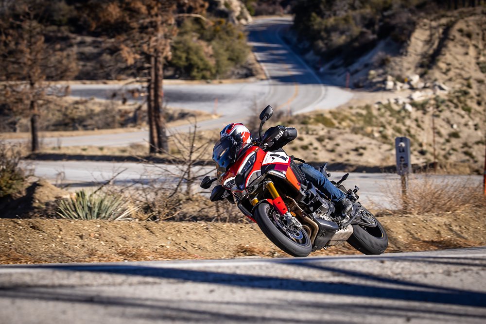Ducati 2022 Multistrada Pikes Peak on the Angeles Crest Highway. 