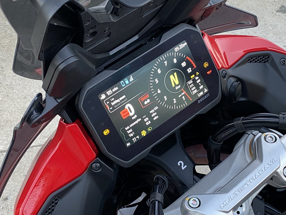 TFT dash on the 2022 Ducati Multistrada Pikes Peak. 