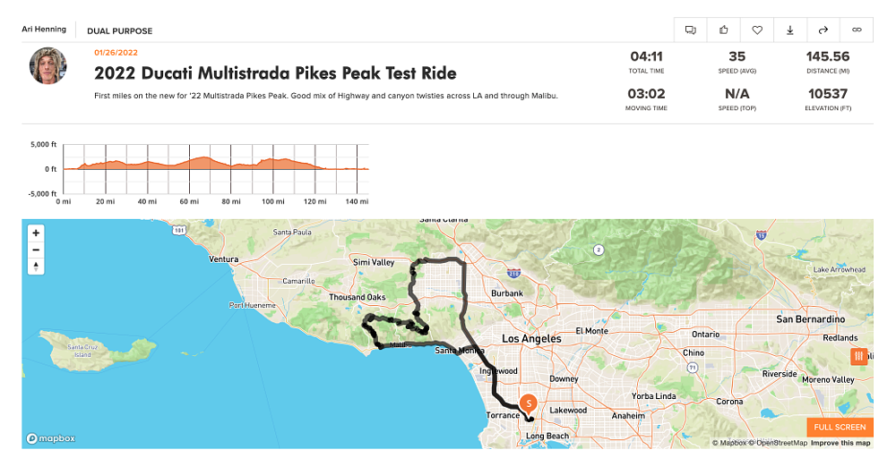 Rever ride on the 2022 Ducati Multistrada Pikes Peak. 