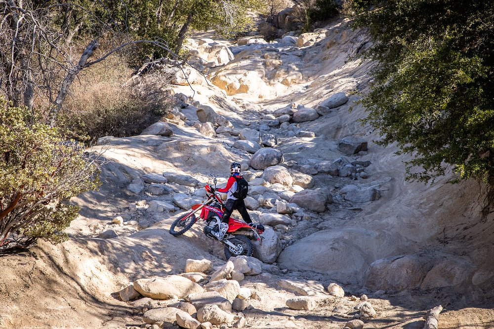 2022 CRF450RL attempting a very rocky road. 