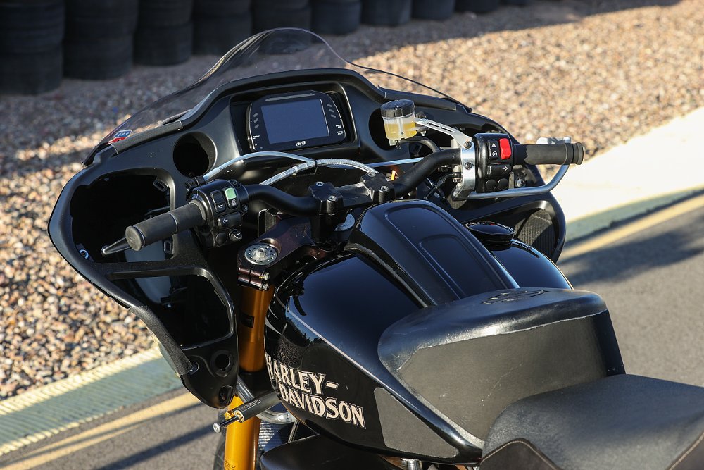 2021 Harley-Davidson King of the Baggers Road Glide Special race bike cockpit detail