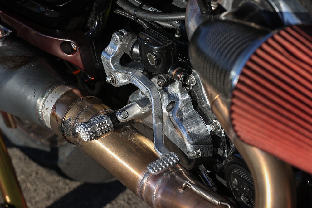 2021 Harley-Davidson King of the Baggers Road Glide Special race bike rear brake pedal detail