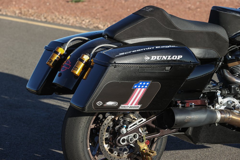 2021 Harley-Davidson King of the Baggers Road Glide Special race bike saddlebags