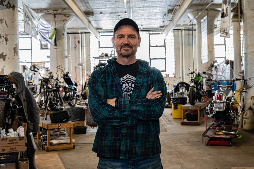 Brian Schaffran in Skidmark Garage