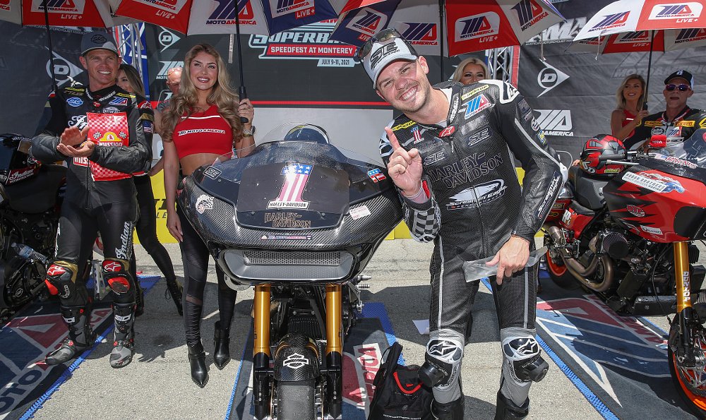 Kyle Wyman puts the Number 1 on his King of the Baggers race bike