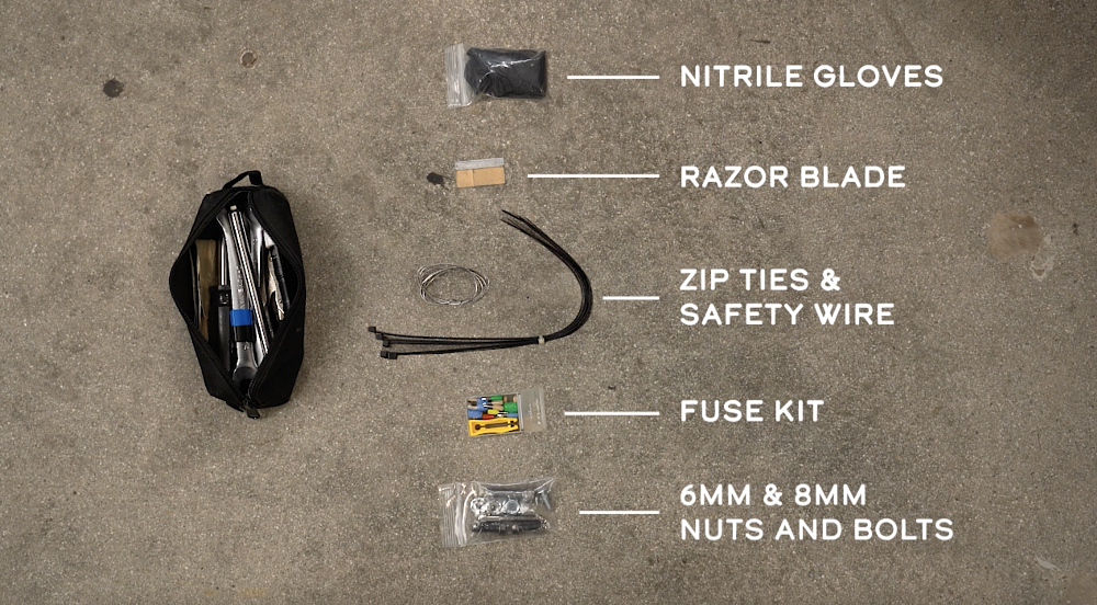Additions for a motorcycle tool kit.