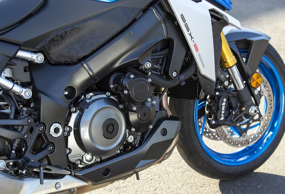 a close up of the GSX-S1000 engine