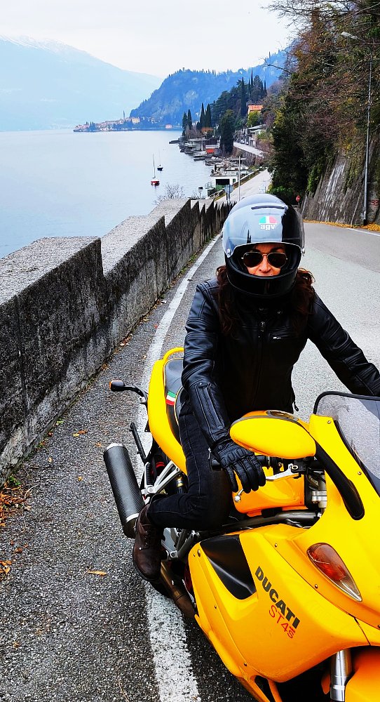 Dax riding on a road in Italy