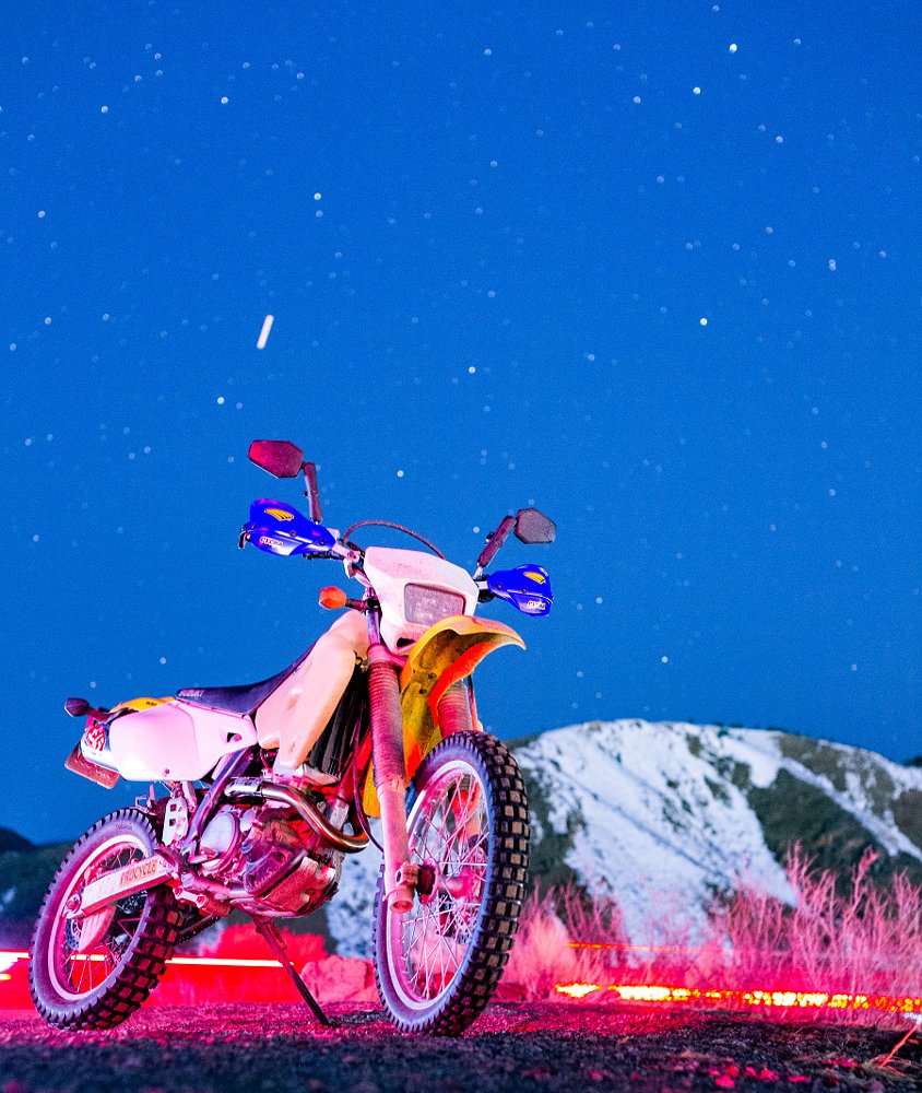 DR-Z400S at night under the stars