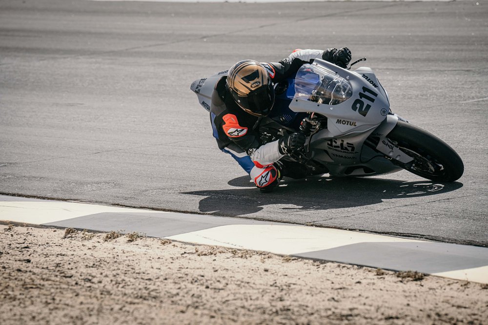 Riding the R7 through the Bowl at Chuckwalla. 
