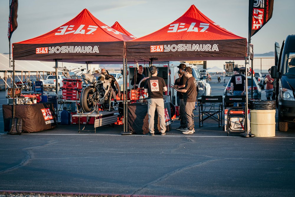Yoshimura paddock setup at Chuckwalla. 