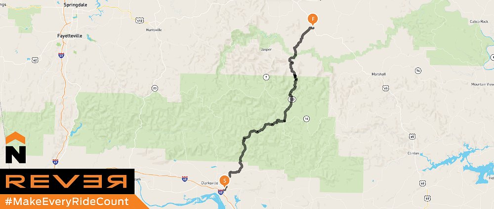 map of Route 123 in Arkansas