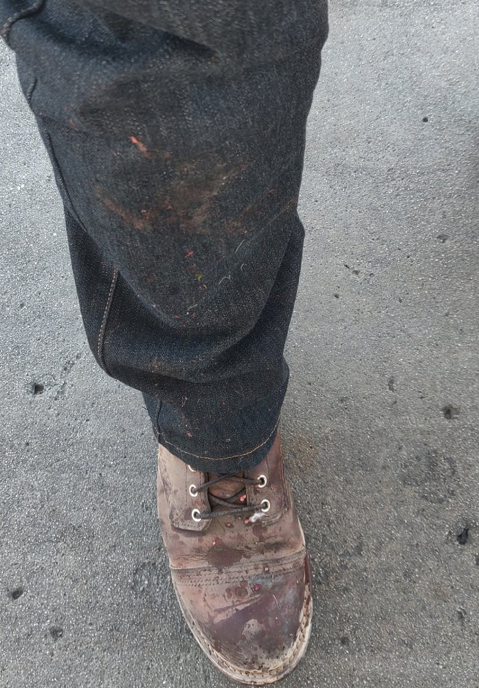 stain on riding jeans from bird impact