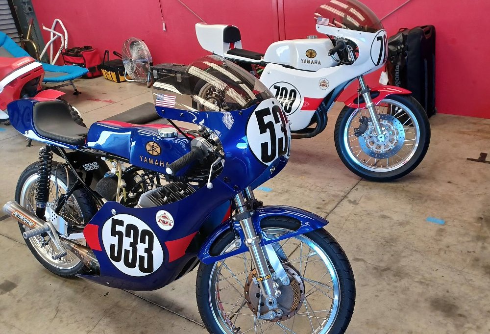 racing motorcycles in the paddock