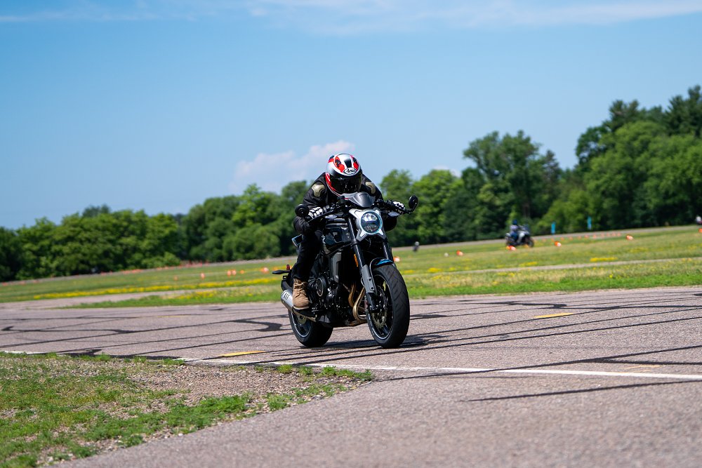 The 700CL-X Sport in full tuck at the track. 