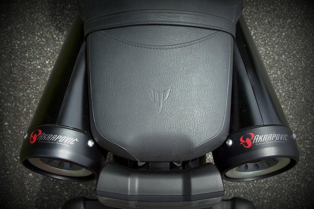 overhead view of exhaust pipes on the MT-01