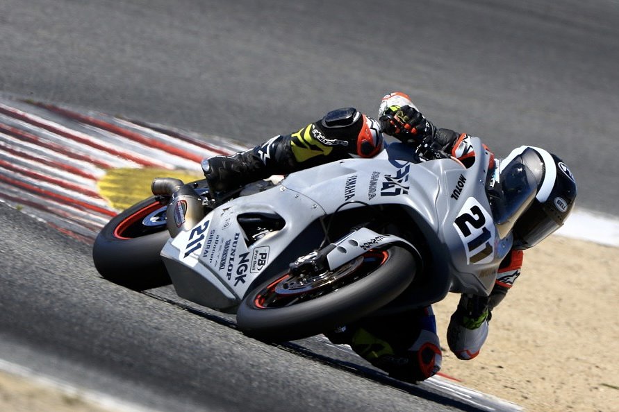 Yoshimura R7 at Laguna Seca with exhaust insert. 