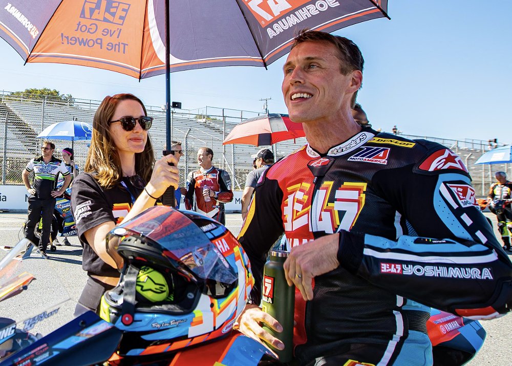 Loren and Ari on grid at Laguna Seca. 