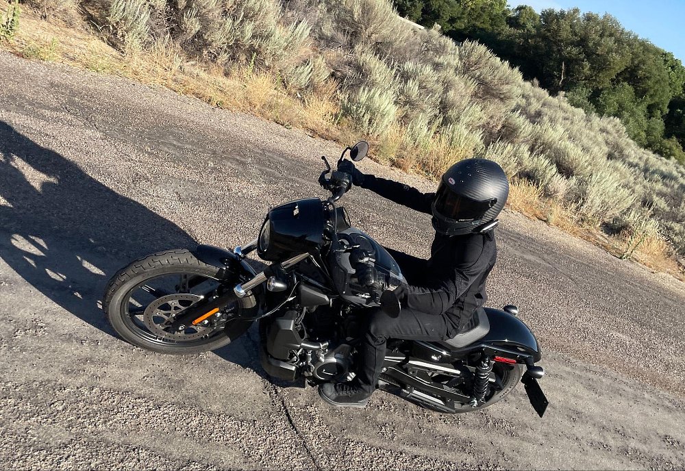 A female rider on the open road on the H-D Nightster