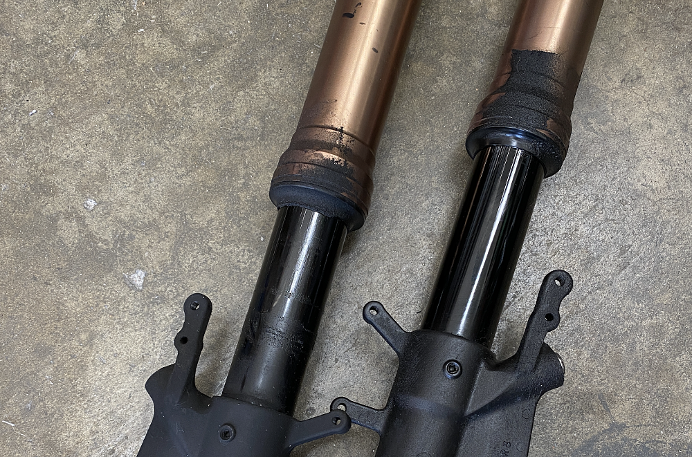 Leaking and worn motorcycle forks