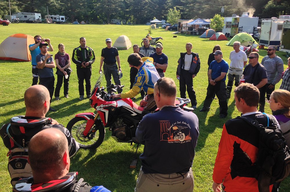 instruction session outdoors at an off-road riding event