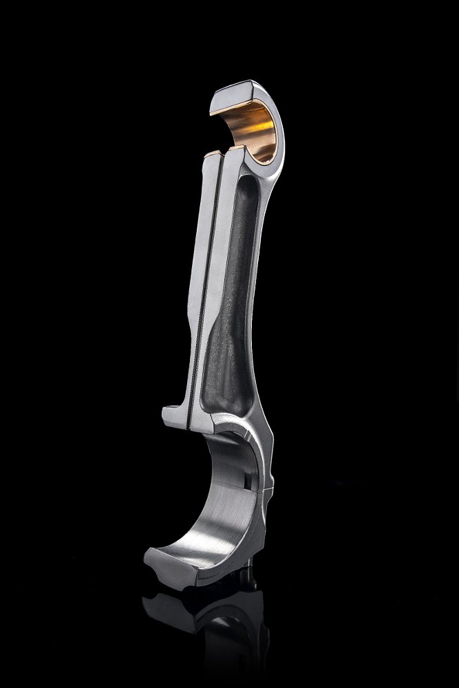 cross section of drilled titanium connecting rod