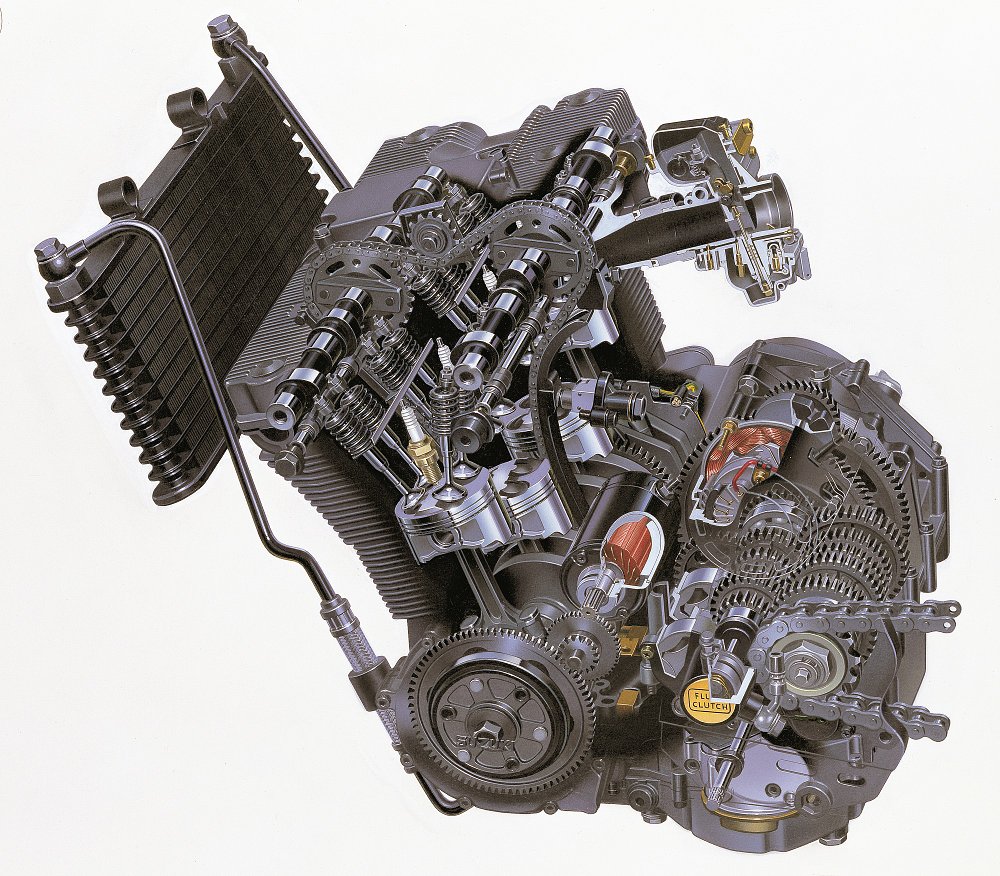 GSX-R750 oil-and-air-cooled engine