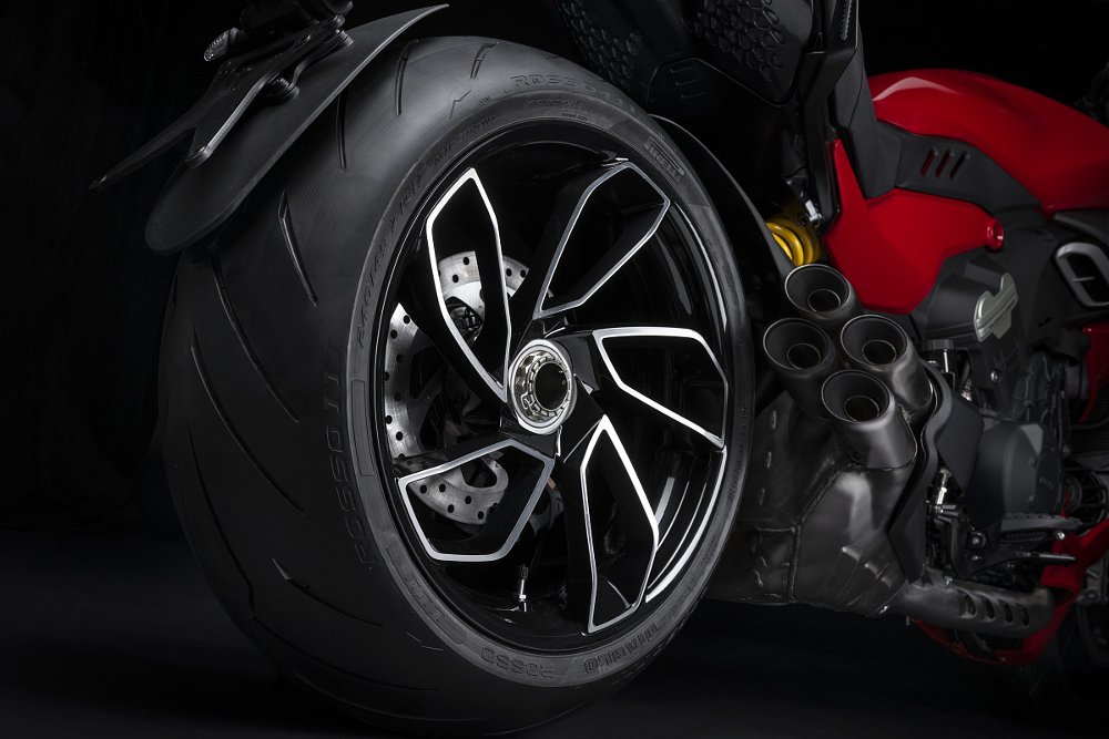 rear wheel on the Ducati Diavel V4