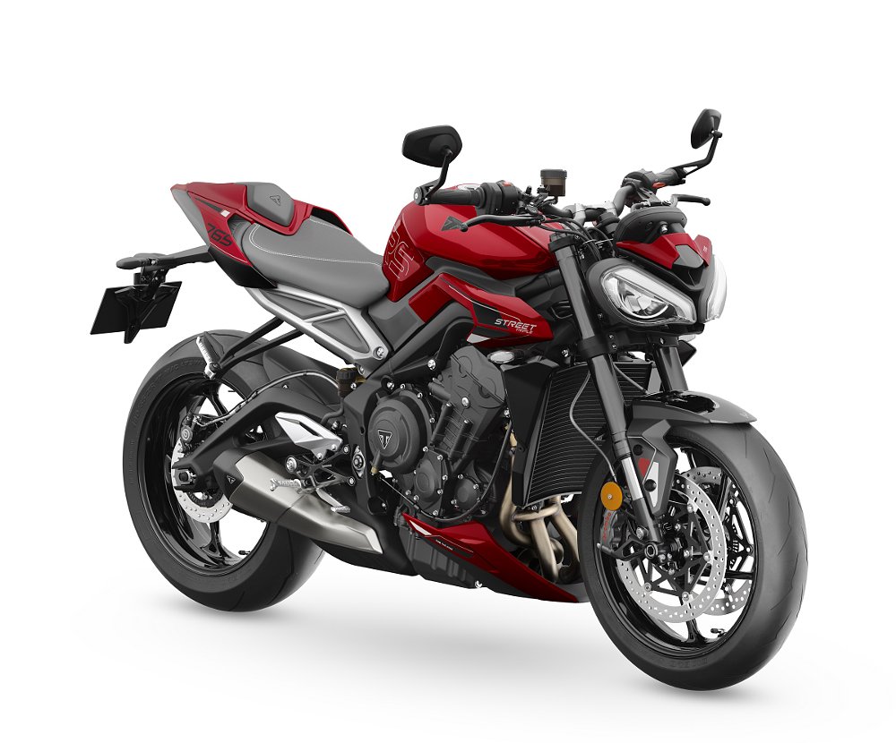 2024 Triumph Street Triple RS in red, studio shot