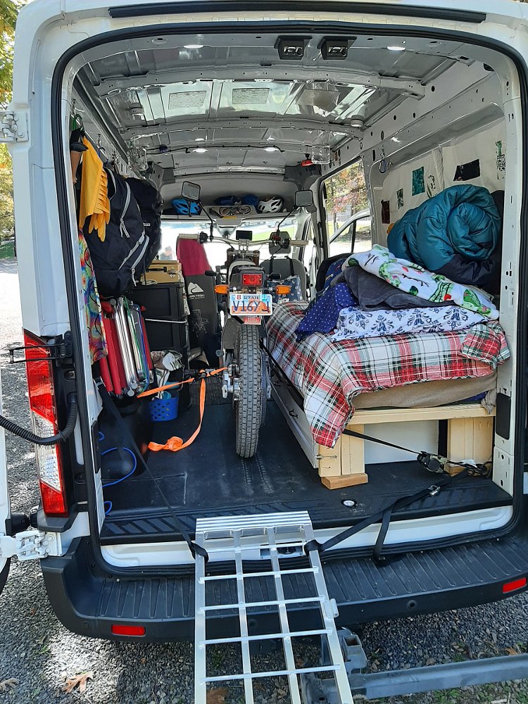 CAKE Kalk& in the back of a full camper van