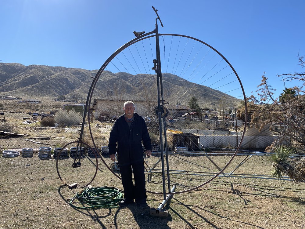 David with his world record penny farthing.