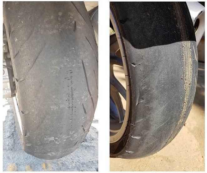 worn tire showing cords