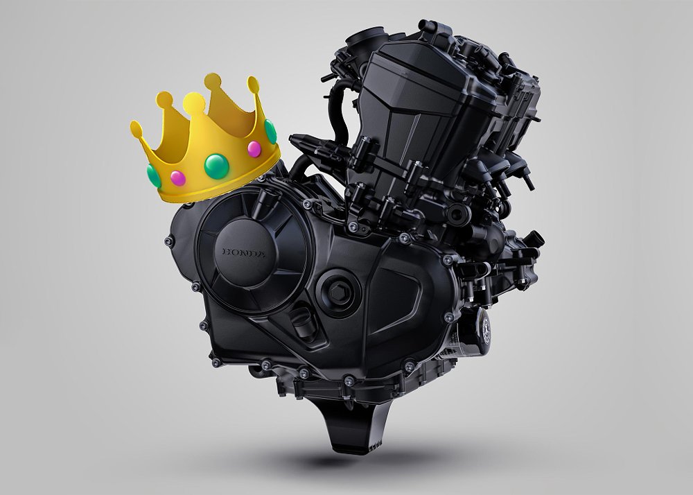 Honda parallel twin engine wearing a crown